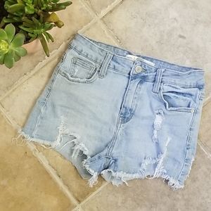 Papaya Light-Wash Jean Shorts